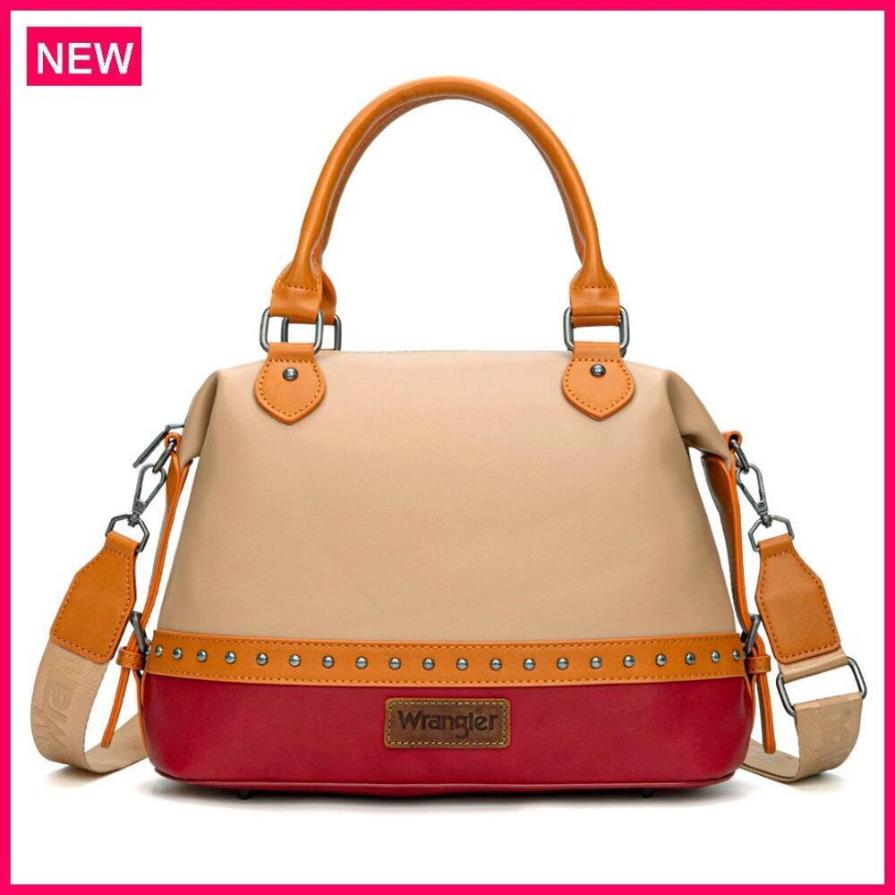 Two-Tone Barrel Satchel Purse Top Handle Shoulder Bag 10.5x8